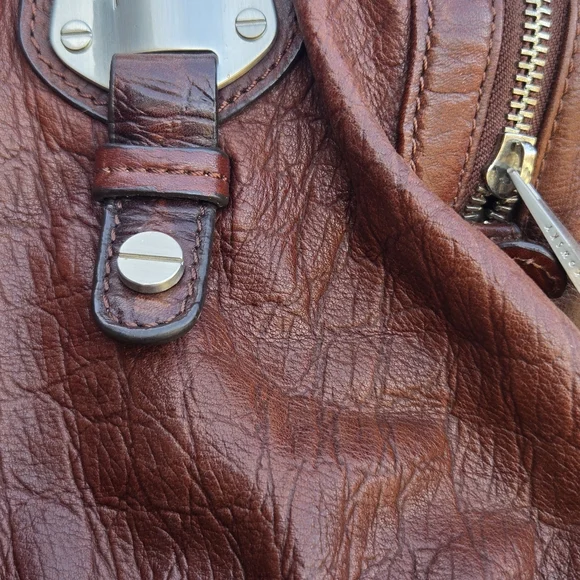 B. Makowsky Brown Leather Hobo Snake Animal Skin Shoulder Bag - Picture 3 of 16